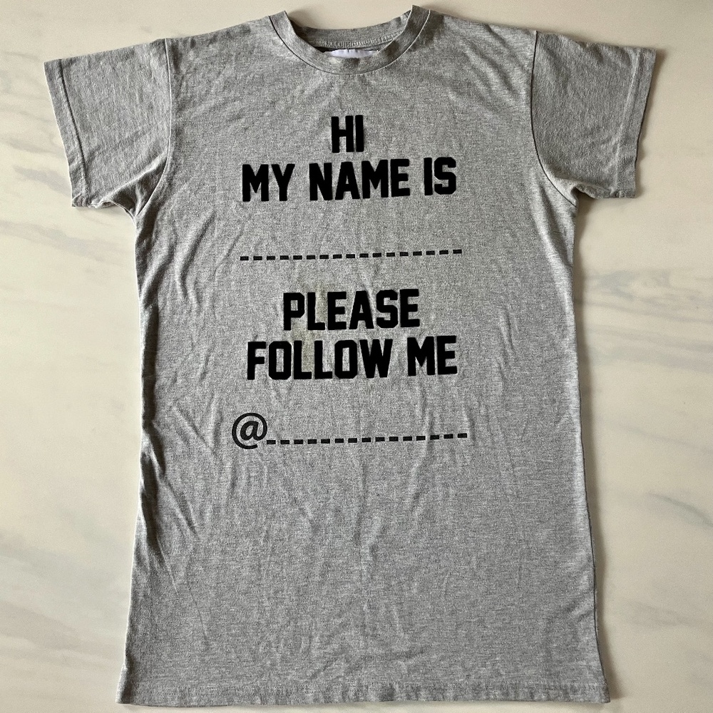 Ashish x Topshop Tee "My Name is... Please Follow Me @..." 8-10